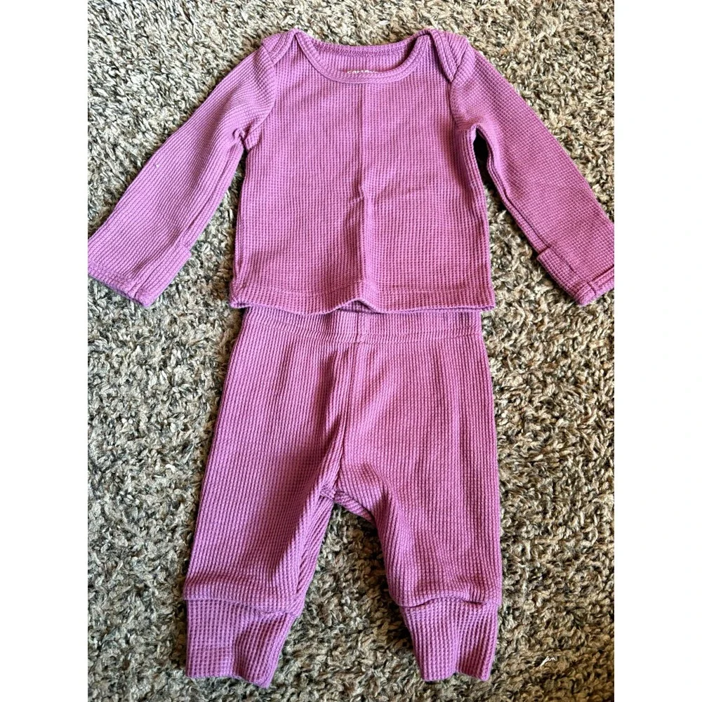 Carter's Just One You 2-Piece Ribbed Knit Long Sleeve Pajama Set Purple 3M